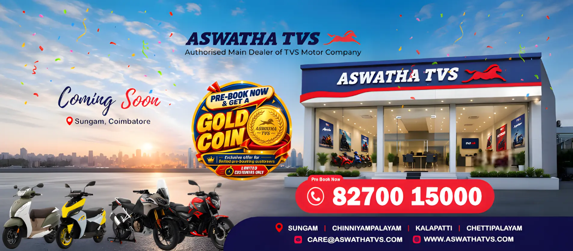 Aswatha TVS – A New 10,000 Sq. Ft. TVS Showroom in Coimbatore